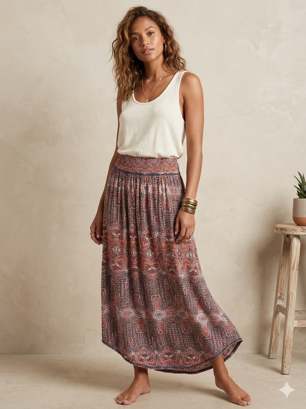 Anthropologie Postmark Geometric Maxi Skirt Medium